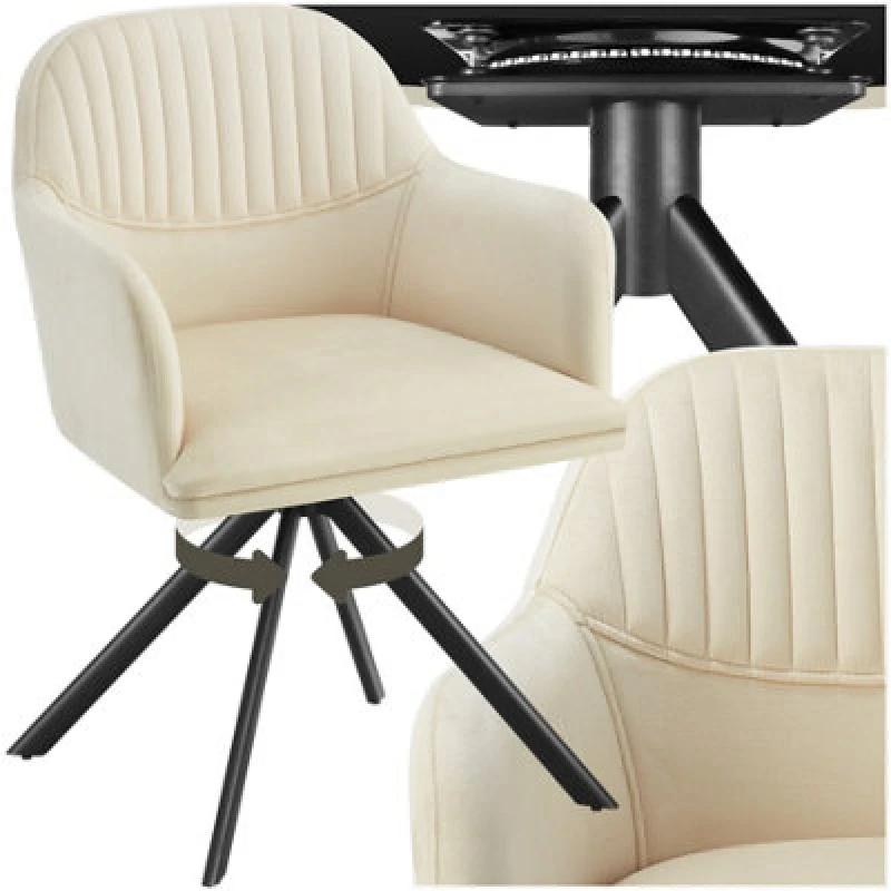 Image of tectake Armchair Lona Per Piece - Cream/Black in Cream Size: 1 Pack Cream Unisex 1 Pack