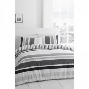 Image of Catherine Lansfield Brighton Stripe Bright Reversible Duvet Set