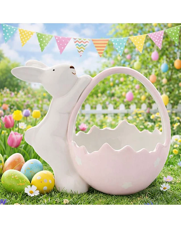 Image of The Seasonal Gift Co. Bunny with Pink Basket Pink - The Seasonal Gift Co. Pink Female RT89701