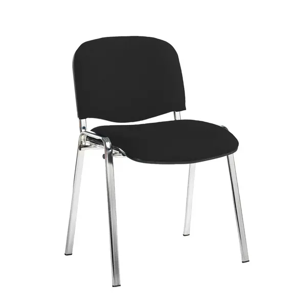 Image of Taurus Padded Stackable Waiting Room Chair - Chrome - No Arms - Havana Black