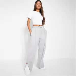 Image of I Saw It First Petite Wide Leg Pin Tuck Split Hem Jogger - Grey