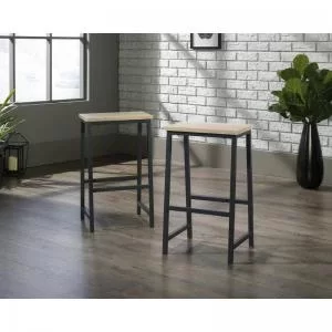 Image of Teknik Office Industrial Style Set of Two High Stools Charter Oak