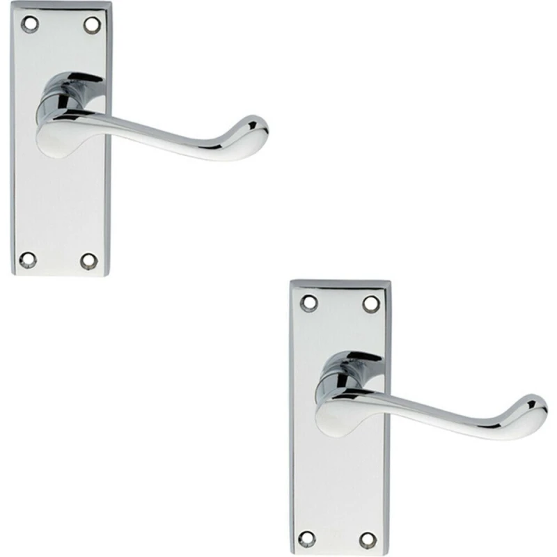 Image of Loops 2x PAIR Victorian Scroll Lever on Short Latch Backplate 118 x 43mm Chrome Multi