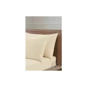 Image of Percale 180 Thread Count Ivory Cream Soft Double Fitted Sheet - Cream