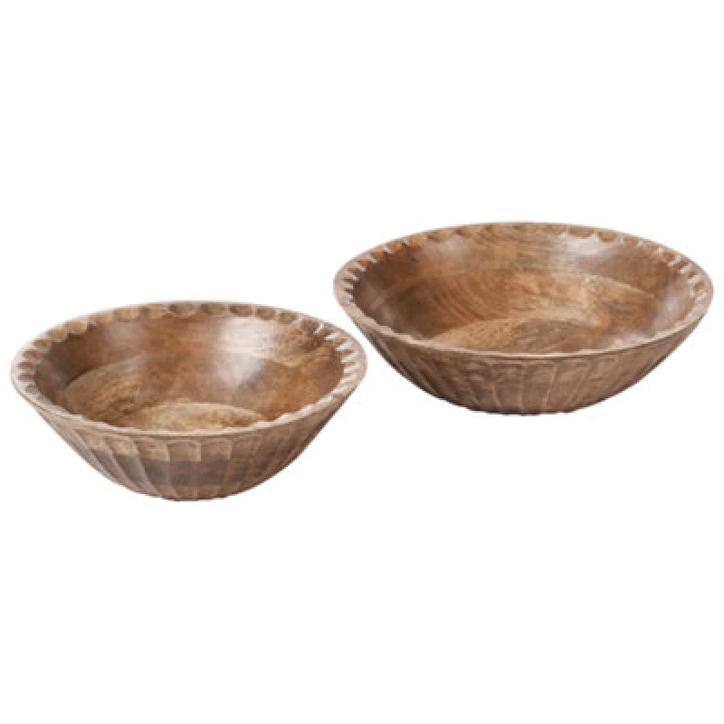 Image of Beliani Set Of 2 Bowls Sohag Mango Wood Brown
