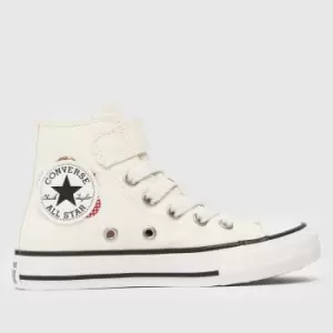 Image of Converse White & Pink All Star 1v Hi Girls Junior Trainers