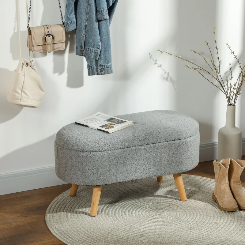 Image of HOMCOM Ottoman Storage Bench for Hallway - Living Room - Charcoal grey TJ Hughes Cream 5063603843325