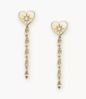 Image of Fossil Women All Stacked Up Gold-Tone Stainless Steel Front to Back Earrings