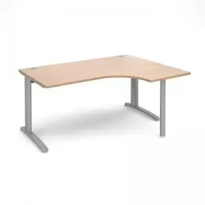 Image of TR10 right hand ergonomic desk 1600mm - silver frame and beech top