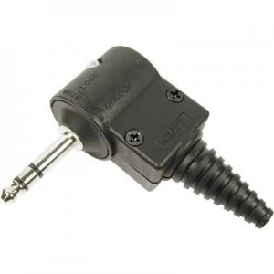 Image of 6.35mm audio jack Plug right angle Number of pins 3 Stereo Black Cliff CL2076S