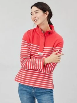 Image of Joules Saunton Casual Half Zip Sweatshirt - Red/Cream