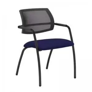 Image of Tuba Black 4 leg frame conference chair with half mesh back - Ocean