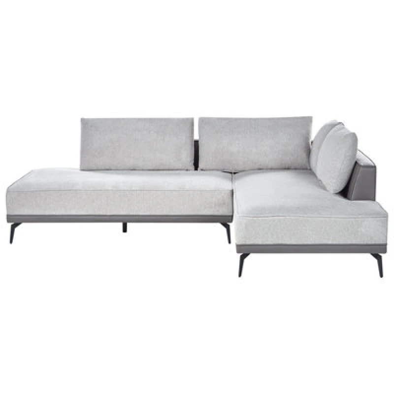 Image of Beliani Corner Sofa 3 Seater Myken Fabric Light Grey Left Hand