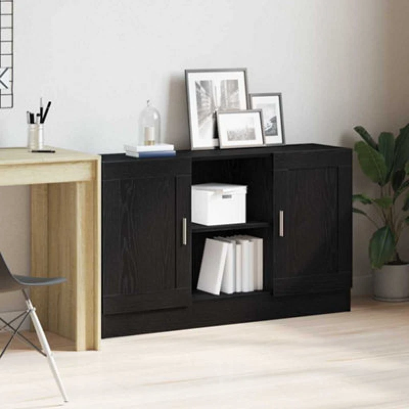 Image of Vidaxl Sideboard Black Oak 120 X 30.5 X 70 Cm Engineered Wood