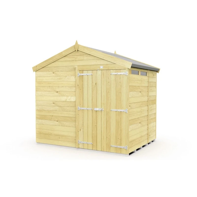 Image of Buttercup Farm 8 x 7 Feet Apex Security Shed - Double Door - L214 x W231 x H217cm in Brown Brown Unisex