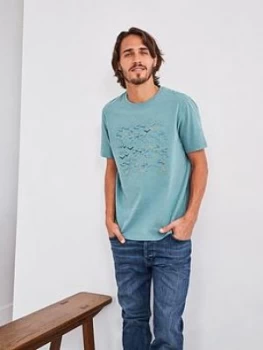 Image of White Stuff Flock Organic Graphic T-Shirt - Light Teal