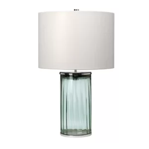Image of Reno Table Lamp Metalwork Polished Nickel, Green Glass