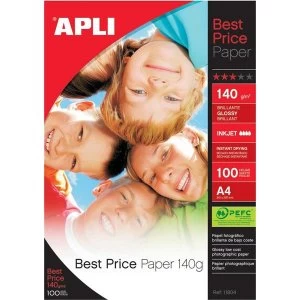 Image of Apli Best Price Photo Paper Glossy 140gsm A4 100 Sheets