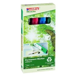 Image of Edding e-21 EcoLine Permanent Marker Bullet Tip Assorted Ref 4-21-4