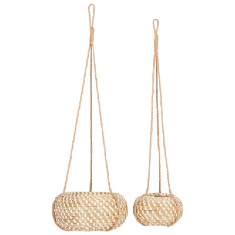 Image of Beliani Set Of 2 Plant Pots Remora Seagrass 27/22cm Natural