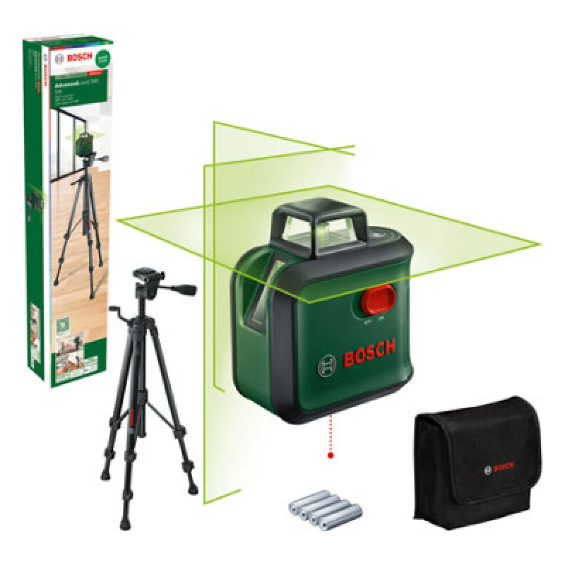 Image of Bosch ADVANCEDLEVEL 360 Self Levelling Cross Line Green Laser Level Tripod Set 0603663B07