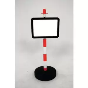 Image of Slingsby Freestanding Red/White Post With Circular Plastic Base and Sign Holder