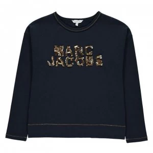 Image of Marc Jacobs Children Girls Sequin Logo T Shirt - Bleu Cargo 849