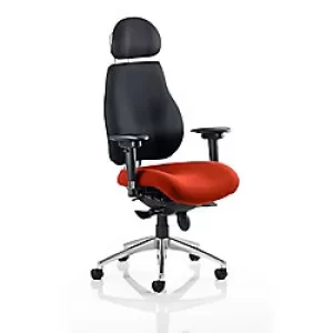 Image of Dynamic Synchro Tilt Posture Chair Height Adjustable Arms Chiro Plus Ultimate Black Back, Tabasco Red Seat With Headrest High Back