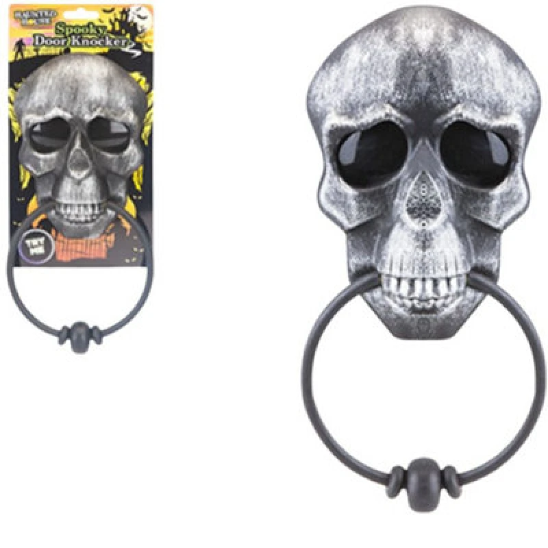 Image of Animated Talking Skull Door Knocker Halloween Decor