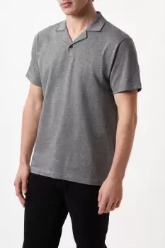 Image of Mens Two Tone Pique One Button Collar Polo Shirt