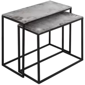 Image of Limoge - Farrah Collection Silver Set of Two Side Tables
