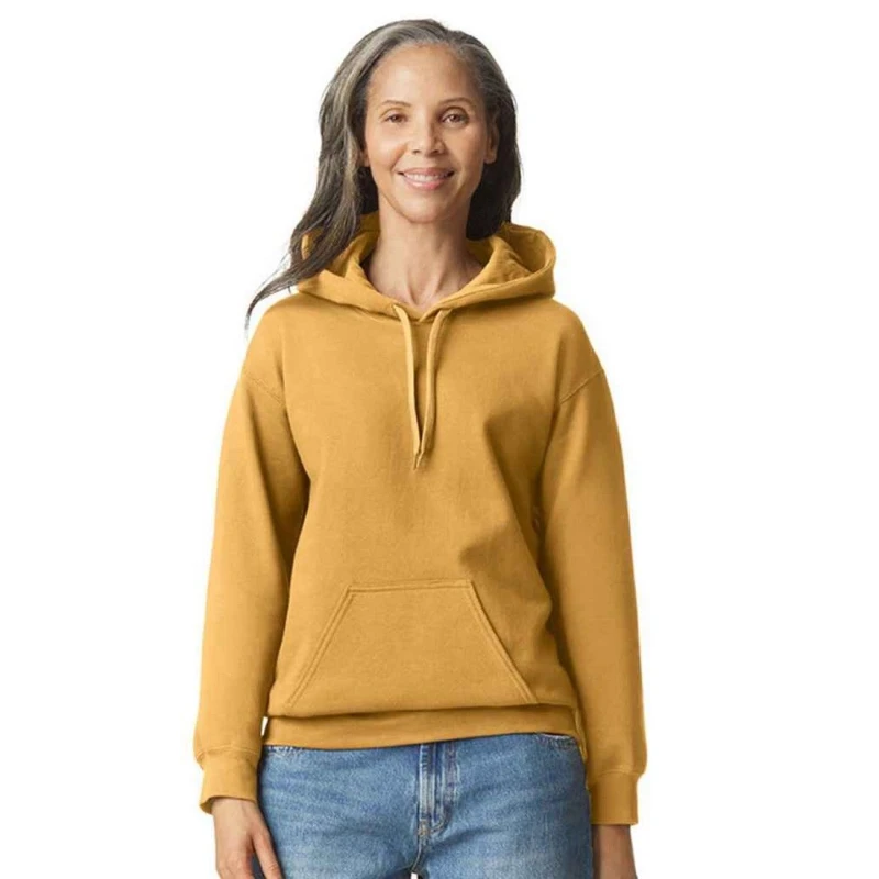 Image of Gildan Mens Softstyle Fleece Midweight Hoodie in Mustard Size: 2XL Mustard Male 2XL