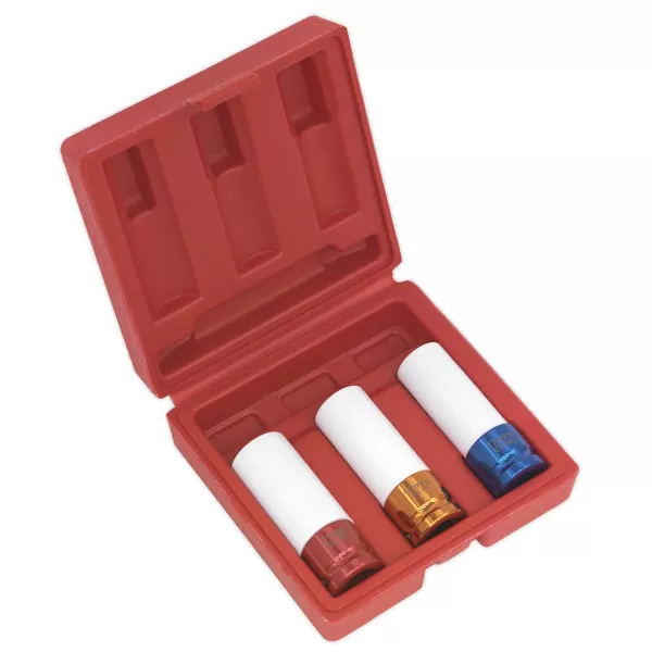 Image of Genuine SEALEY SX031 Alloy Wheel Impact Socket Set 3pc 1/2Sq Drive