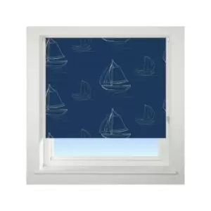 Image of Universal - Boats Patterned Daylight Roller Blind, Navy, W90cm