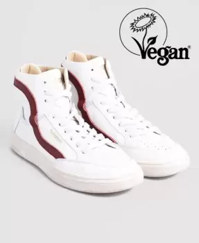 Image of Superdry Mens Vegan Basket Lux Trainers White / White/Oxblood - Size: 11