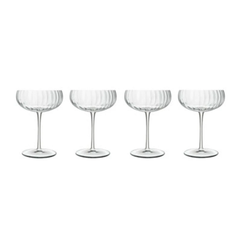 Image of Luigi Bormioli Optica Champagne Glasses - Dishwasher Safe, 300ml - Pack of 4 Clear
