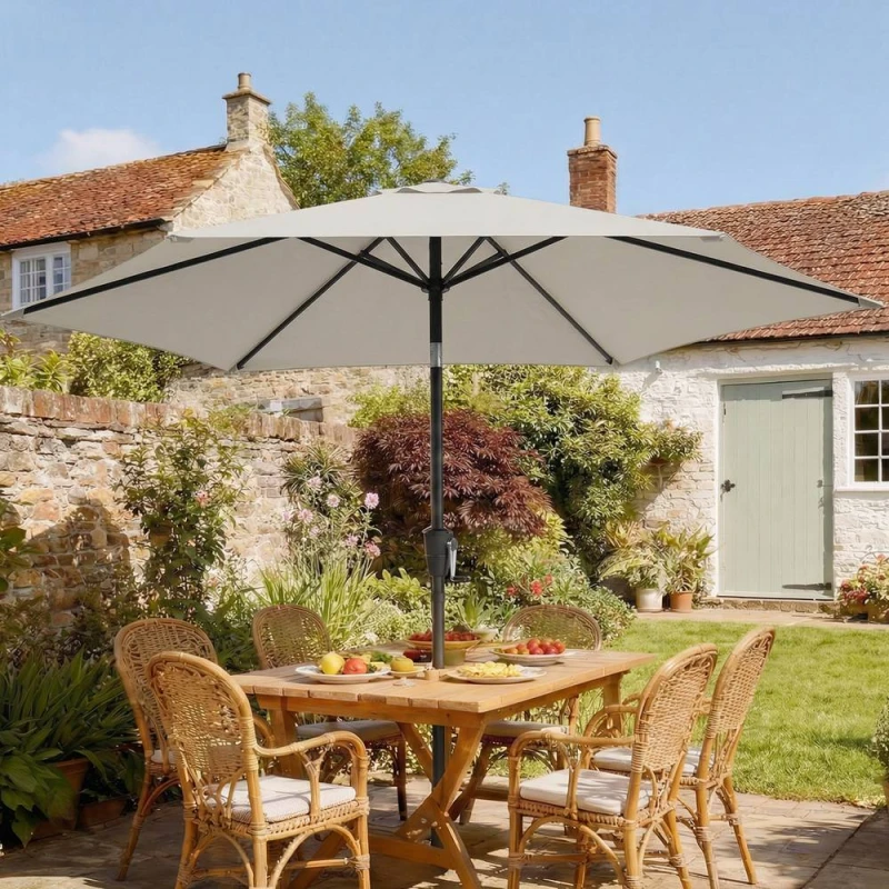 Image of OUTSUNNY Garden Parasol, 2m Outdoor Table Parasol Umbrella with Tilt in Light Grey Light Grey Unisex