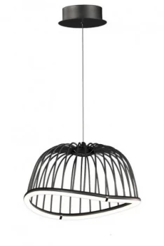 Image of Caged Ceiling Pendant 41cm Round, 20W LED, 3000K, 1400lm, Black