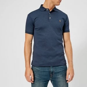 Image of Polo Ralph Lauren Mens Slim Fit Soft Cotton Polo Shirt - Spring Navy Heather - L - Navy