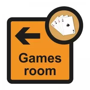 Image of Assisted Living Sign Games Room arrow left - SA FMX 305 x 310mm
