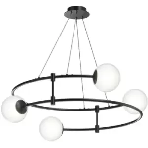 Image of Maytoni Balance Modern Cylindrical Pendant Ceiling Light Black, Glass Shade