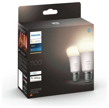 Image of Philips Hue E27 White Smart Bulb With Bluetooth - 2 Pack