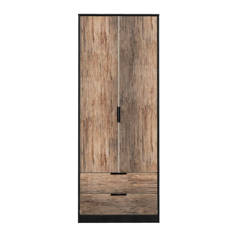 Image of Fuji 2 Door 2 Drawer Wardrobe In Carini Walnut (Ready Assembled)