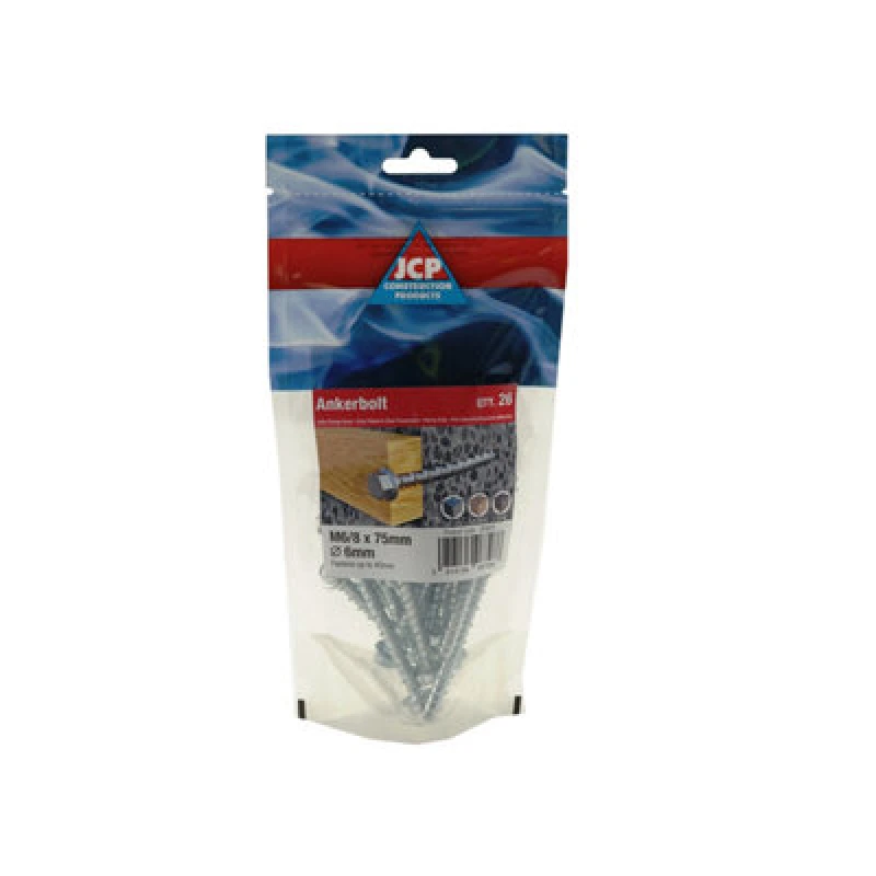 Image of Jcp Fixings Ankerbolts Hexagon Flange Head Bzp - 5/6 X 50mm - Fjpojab05/06050 -