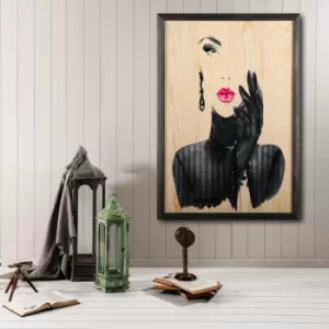 Image of Woman Silhouette Multicolor Decorative Framed Wooden Painting