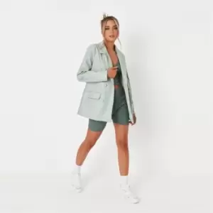 Image of Missguided Petite Prm Oversized Faux Lthr Blz Coord - Green