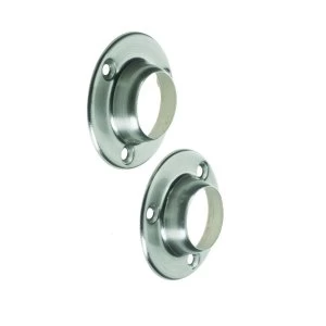 Image of Wickes Interior Wardrobe Rail Deluxe Socket - 25mm Brushed Nickel Pack of 2