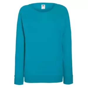 Image of Fruit OF The Loom Ladies Fitted Lightweight Raglan Sweatshirt (240 GSM) (S) (Azure Blue)