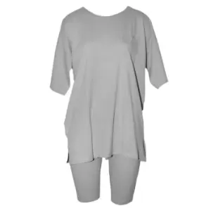 Image of Forever Dreaming Womens/Ladies Oversized Tee Pyjama Set (S) (Grey)