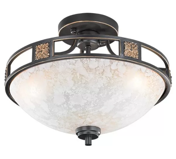 Image of Quinta Authentic 3 Light Bowl Semi Flush Ceiling Light Rusty